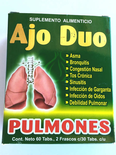 Pulmones Ajo Duo. 60 Tabletas. Lung weakness- NUEVA PRESENTACION