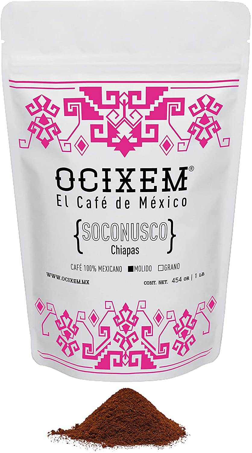 Ocixem Chiapas Coffee. Ground, artisan flavor. 16 ounce bag