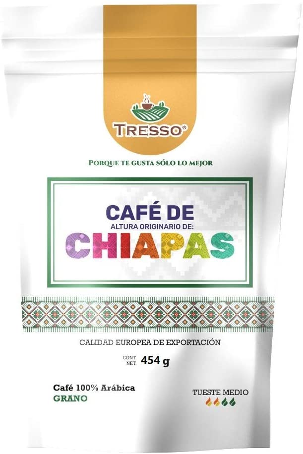 Tresso Chiapas Coffee. Whole Beam. 16 ounce bag
