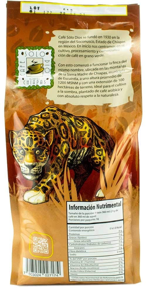 Solo Dios Coffee. Whole beam, artisan beam. 35 ounce bag